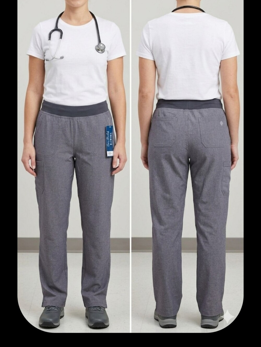 Grey Scrub Pants Sz M tall 5 Pocket Easy Stretch